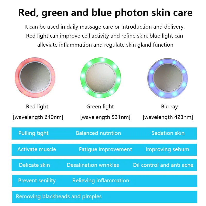 Dispositivo de crioterapia para el cuidado de la cara, martillo frío y caliente, fotón azul, tratamiento del acné, masajeador Facial, máquina de belleza para rejuvenecimiento de elevación de la piel