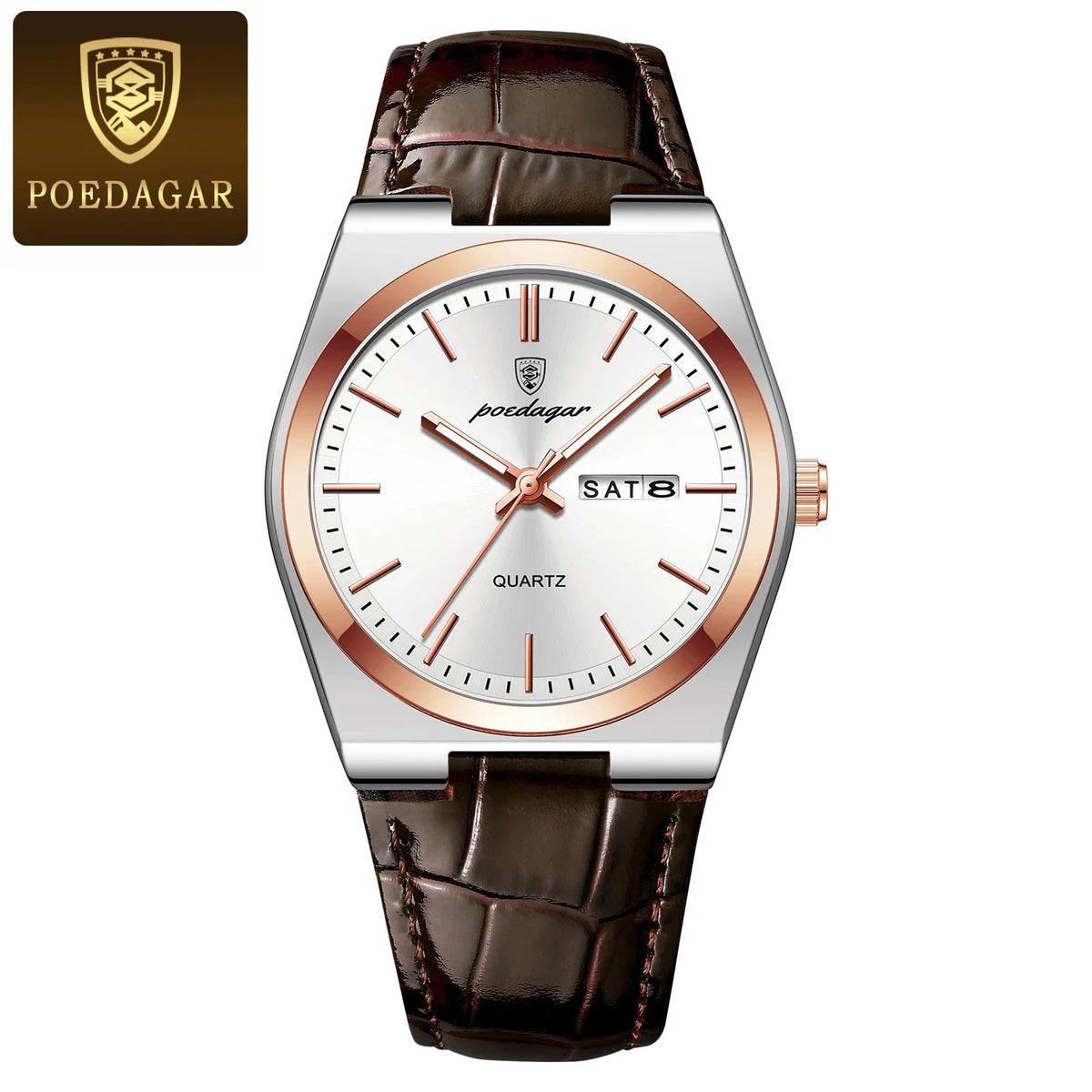 POEDAGAR Luxury Man Watch Waterproof Luminous Date Week Men Watch Simple Business Quartz Leather Men's Watches Relogio Masculino