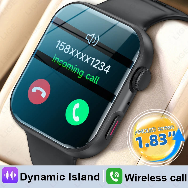 Reloj inteligente LIGE con pantalla HD de 1.83", para hombre y mujer, llamadas por Bluetooth, deportes, fitness, monitor de frecuencia cardíaca y oxígeno en sangre, smartwatch para hombre 2026