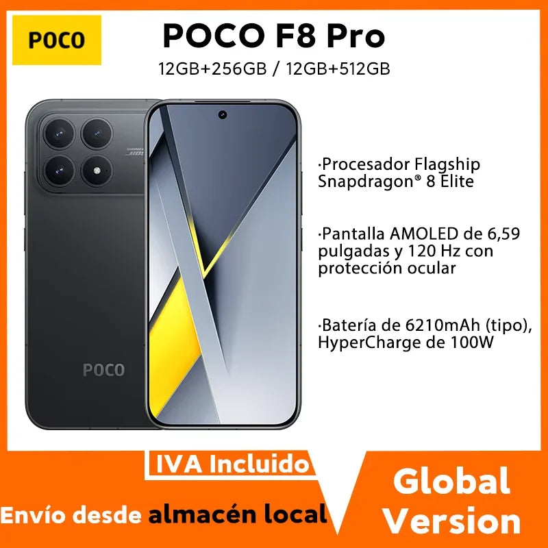 Global Version POCO F8 Pro Snapdragon 8 Elite Processor Smartphone 6.59" 120Hz HyperRGB Display 6210mAh Battery 100W HyperCharge IP68 POCO Telephone
