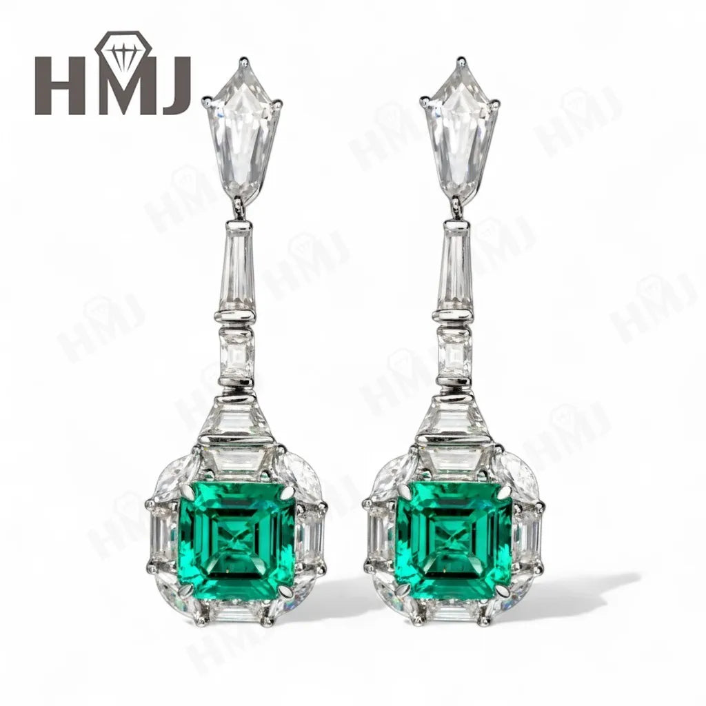 Pendientes Personalizados con Esmeralda/Rubí/Zafiro de Laboratorio Cultivado en Colombia, Joyería Fina de 10K/14K/18K, Regalos para Ella en Aniversario o Día de la Madre
