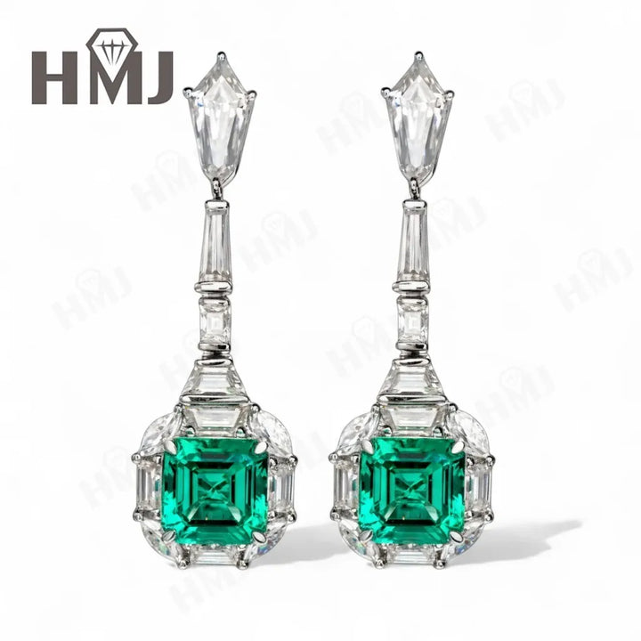 Pendientes Personalizados con Esmeralda/Rubí/Zafiro de Laboratorio Cultivado en Colombia, Joyería Fina de 10K/14K/18K, Regalos para Ella en Aniversario o Día de la Madre