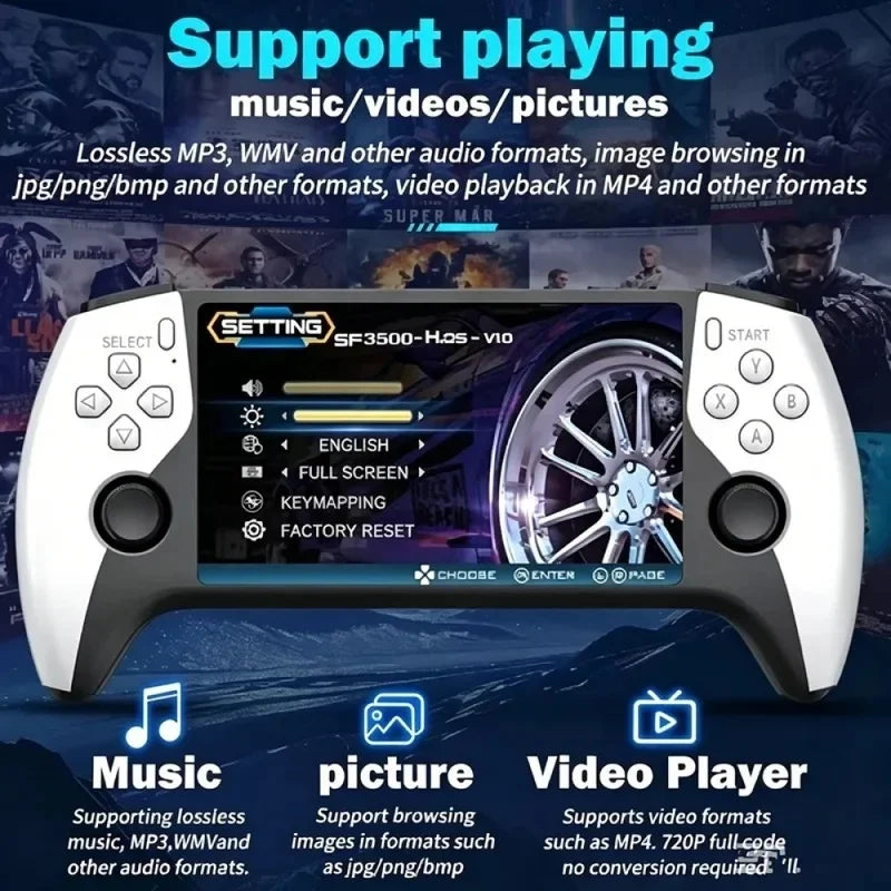 Nueva consola de juegos portátil retro | Pantalla grande HD de 3.5 pulgadas | Joysticks dobles | Función de salida a TV | Arcade retro de bolsillo