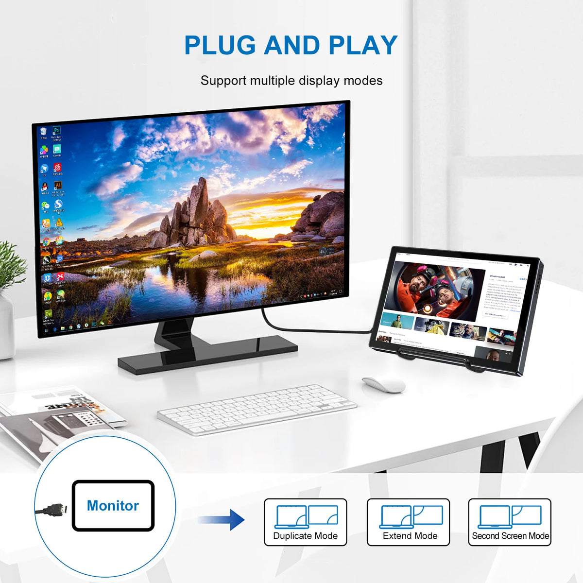 Monitor portátil WonTim de 6 pulgadas, con pantalla IPS de 1920x1080 y una luminosidad de 520 cd, ideal para la visualización de contenido en dispositivos de PC y como segunda pantalla.