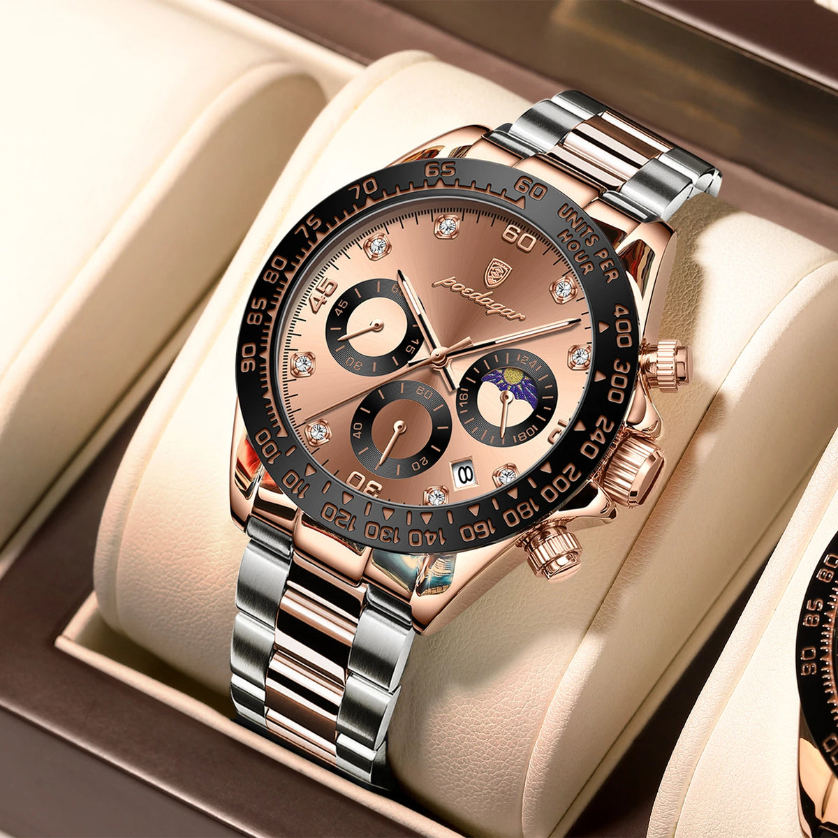 Reloj de lujo para hombre POEDAGAR, cronógrafo, resistente al agua, luminoso, con fecha, reloj de pulsera para hombre, deportivo para exteriores, reloj de cuarzo de acero inoxidable para hombre