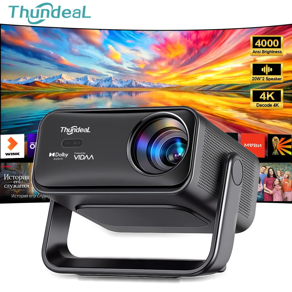 Proyector ThundeaL VIDAA TD99W 4K Full HD 1080P con WiFi, 50W, Dolby, Cine en Casa, TD98 Actualizado, TD99W, Proyector de Haz para Cine, Juegos y Exteriores
