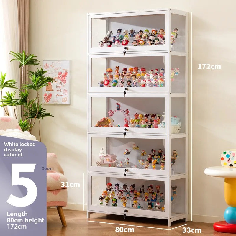 Vitrina transparente para Lego con cerradura, armario para adornos y cajas ciegas, almacenamiento de accesorios, estilo clásico y funcional.