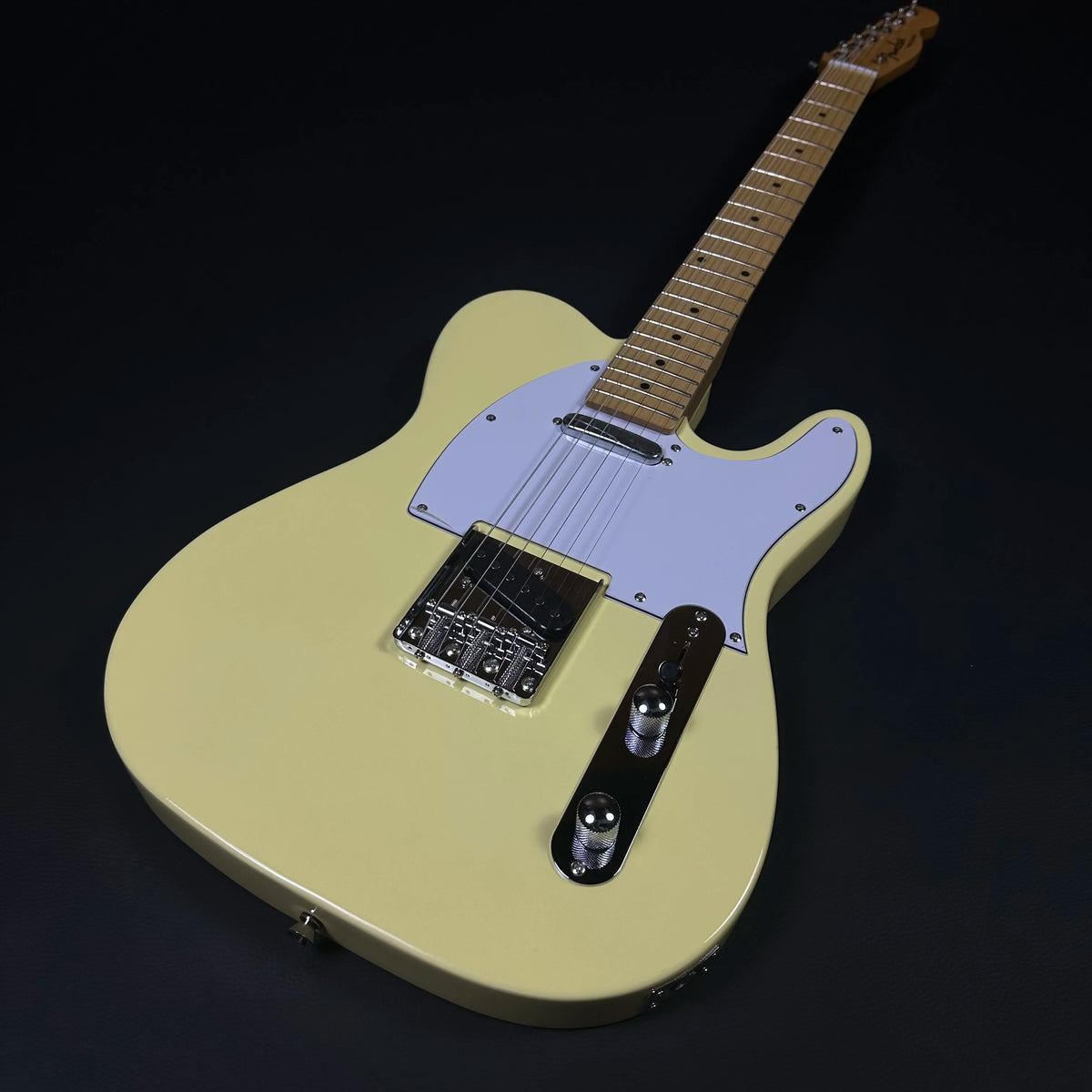 Guitarra eléctrica TL amarilla crema, cuerpo de caoba, diapasón de arce