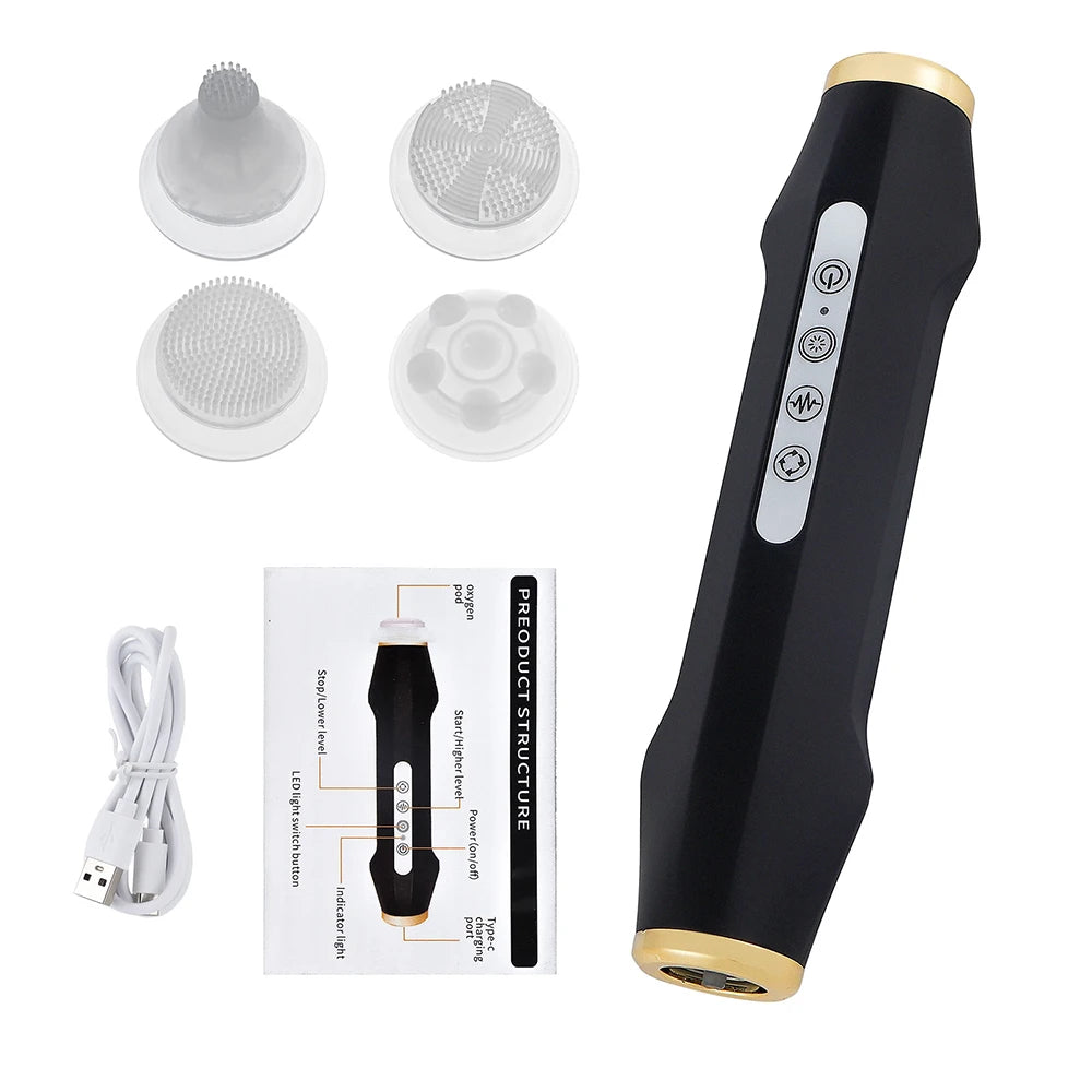 Dispositivo Facial Inalámbrico de Burbujas de Oxígeno, 7 Colores LED, Máquina de Belleza CO2, Varita de Cuidado de la Piel para Limpieza Profunda e Hidratación, para Spa en Casa