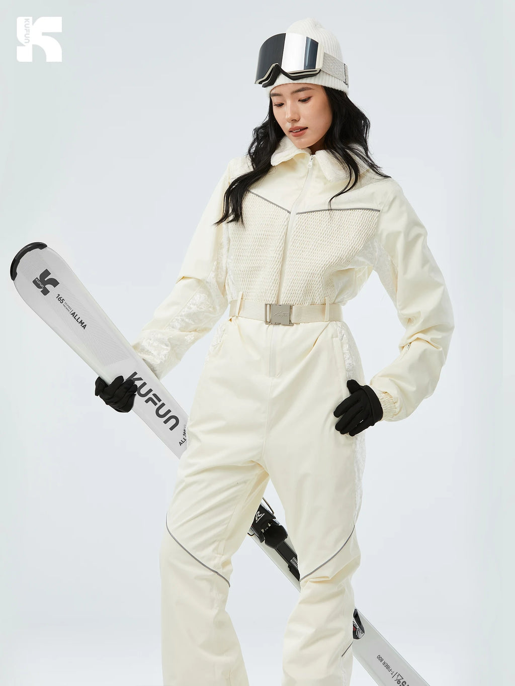 KUFUN-ropa de esquí para mujer, mono, impermeable, general, grueso, Snowboard, de una pieza, a prueba de viento, deporte de nieve, suelto, para adultos y adolescentes