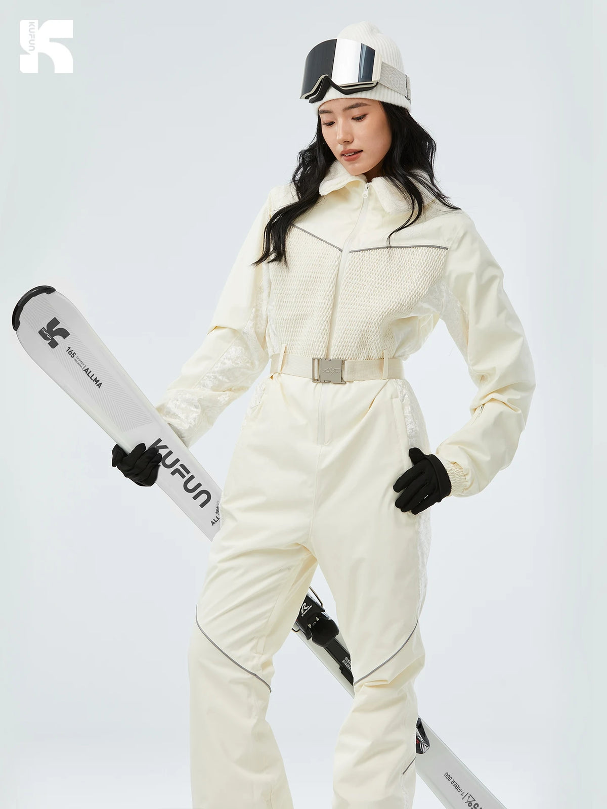 KUFUN-ropa de esquí para mujer, mono, impermeable, general, grueso, Snowboard, de una pieza, a prueba de viento, deporte de nieve, suelto, para adultos y adolescentes