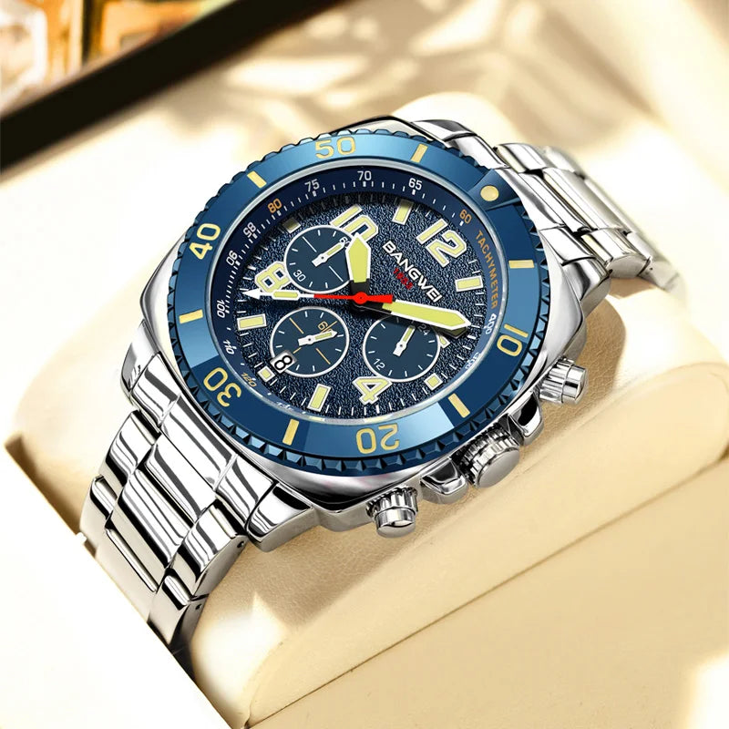 Reloj militar para hombre BANGWEI, reloj de pulsera de cuarzo resistente al agua, reloj deportivo, reloj de negocios para hombre, Relogios Masculino
