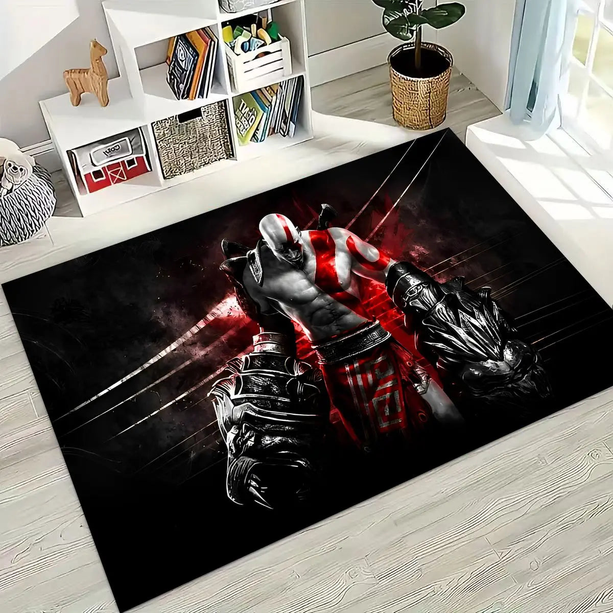 Alfombra de juego 3A de Kratos de God of War Classics para dormitorio, sala de estar, sofá, felpudo de decoración para el hogar, alfombrilla grande antideslizante para juegos de niños