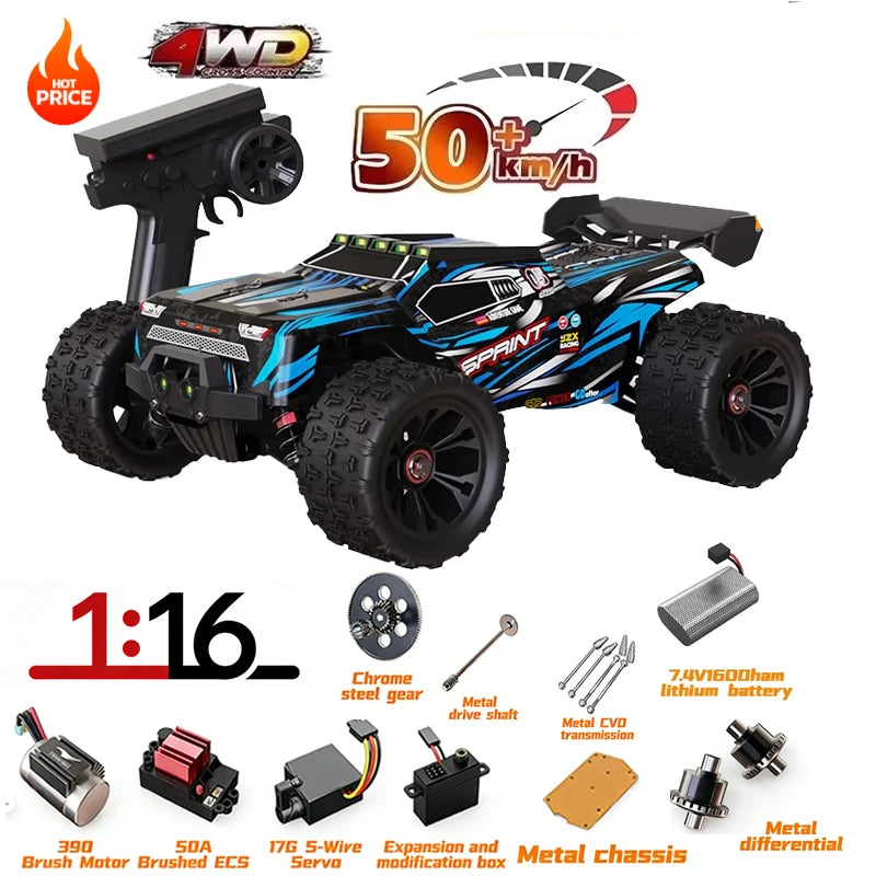 SG116MAX SCY9522 1:16 Auto de Carreras de Alta Velocidad con Derrape a 80KM/H, Motor sin Escobillas, 4WD, 9522PRO 50KM/H, Auto RC Todoterreno, Juguetes para Niños, Regalo