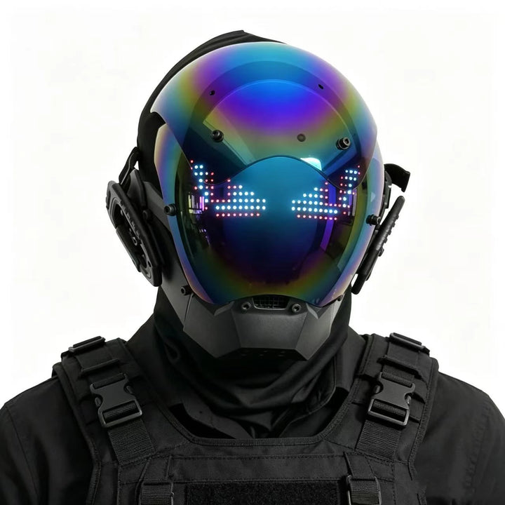 Máscara Cyber punk LED peinado trenza Halloween Navidad juego de rol casco fiesta regalo para adultos ﻿