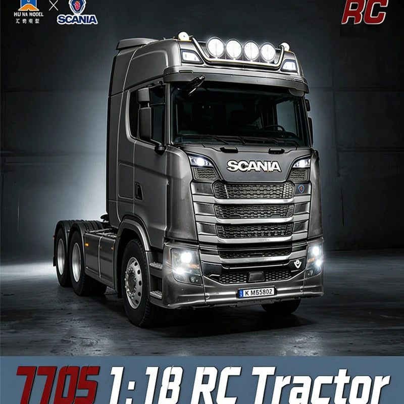 Nuevo modelo 2026 Huina 1501 1509 Scania 770S, camión de juguete eléctrico a escala real con remolque, volquete y cucharón, camión RC de alta gama, regalo de lujo