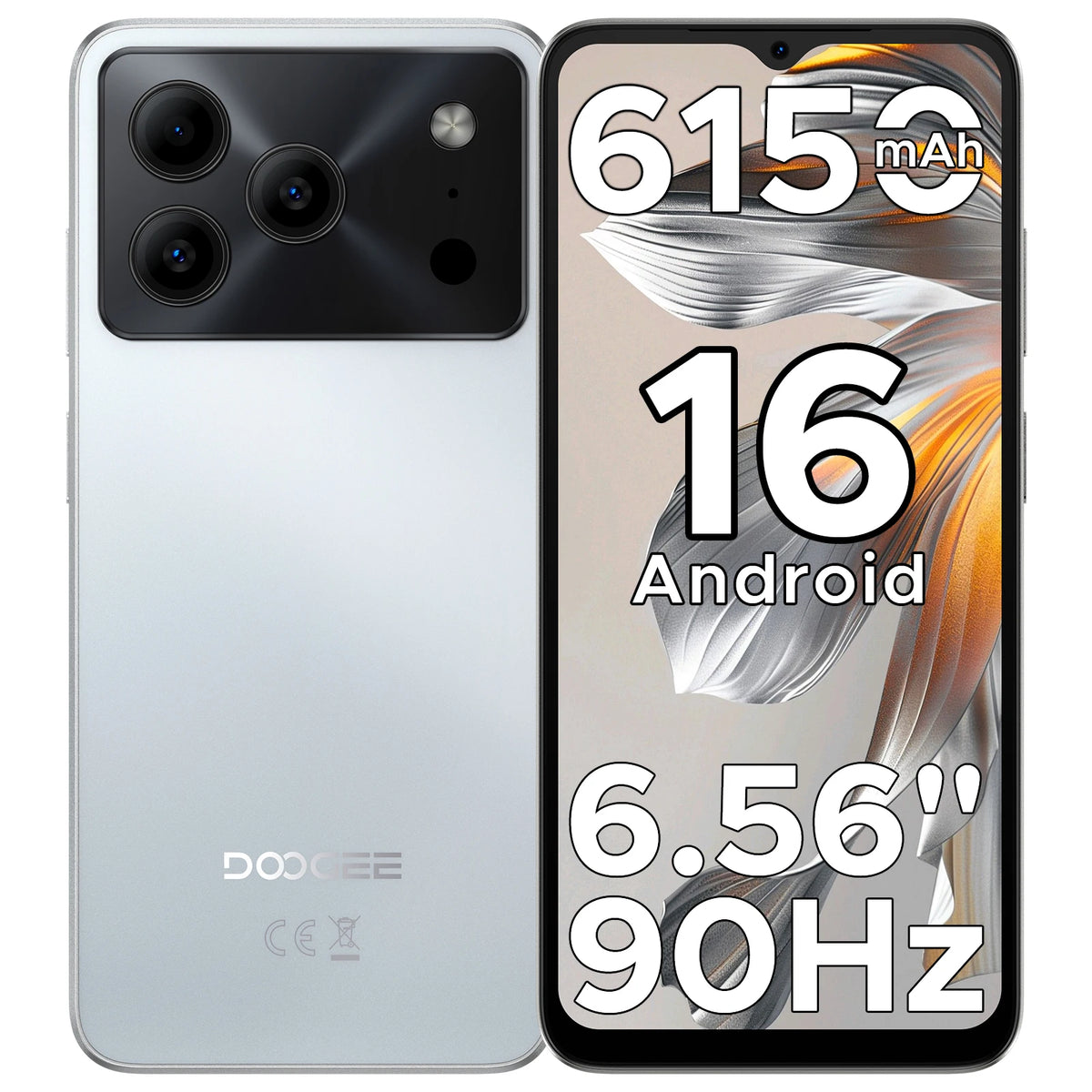 Smartphone DOOGEE Note 56, Android 16, batería grande de 6150 mAh, 24 GB de RAM (3+21), 64 GB de ROM, cámara de 8 MP, pantalla de 6,56'' a 90 Hz, teléfonos móviles