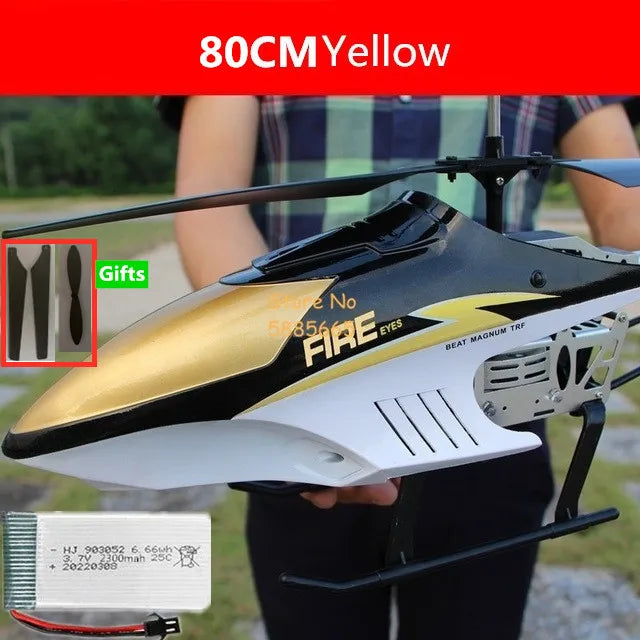 Helicóptero Eléctrico de Control Remoto de Aleación Súper Grande de 80 CM, 2.4G, 150M, Resistente a Impactos, con Iluminación LED y Motor Dual