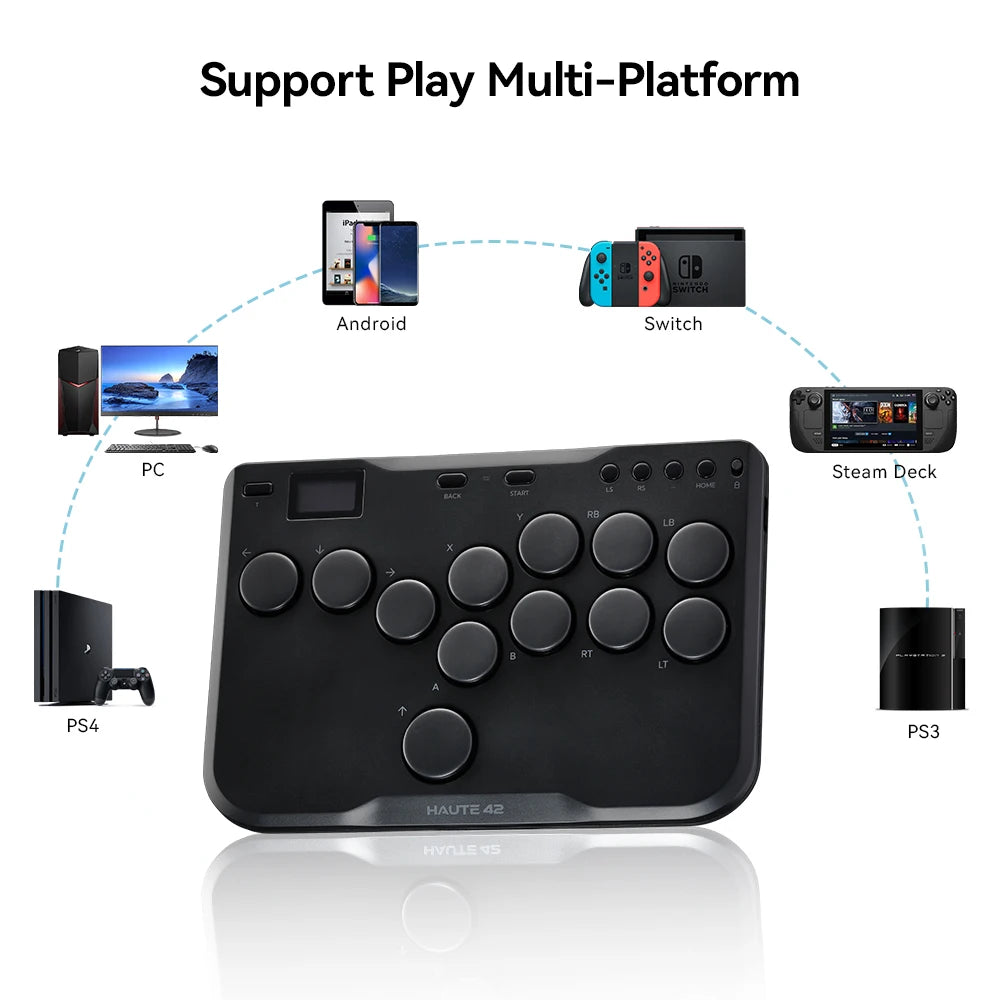 Controlador de joystick arcade Haute42 Cosmox Mini, teclado Hitbox, mando de lucha tipo Hitbox sin palanca para PS4/PS5/Switch, mando arcade para PC