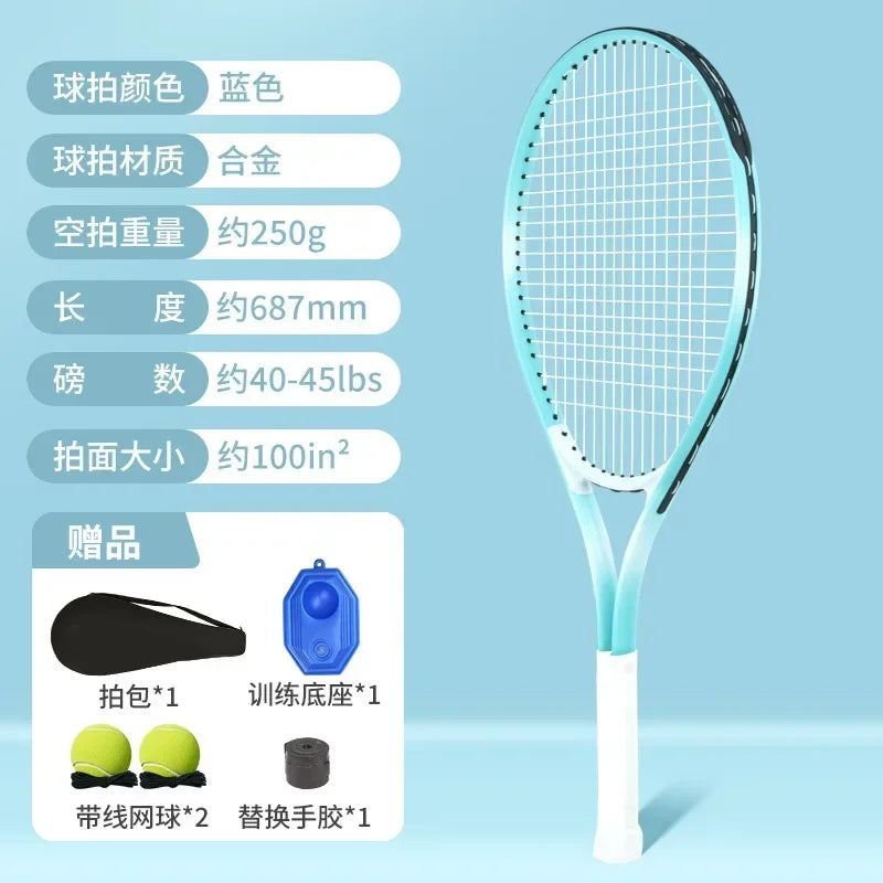 Entrenador individual de raqueta de tenis para principiantes con base de rebote de alambre