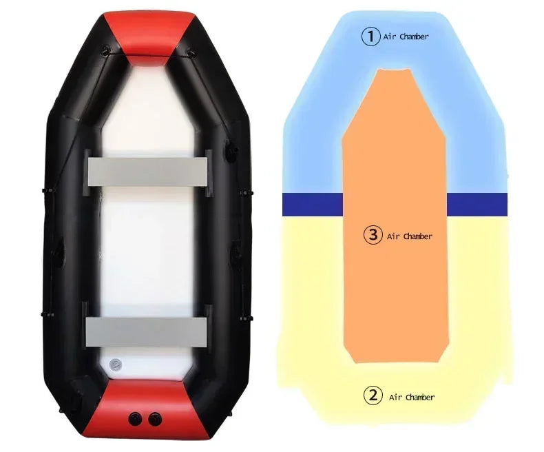Bote de Pesca Inflable de PVC Multitamaño con Motor, para una Persona, 0.7mm de Grosor, Resistente al Desgaste, Kayak, Canoa