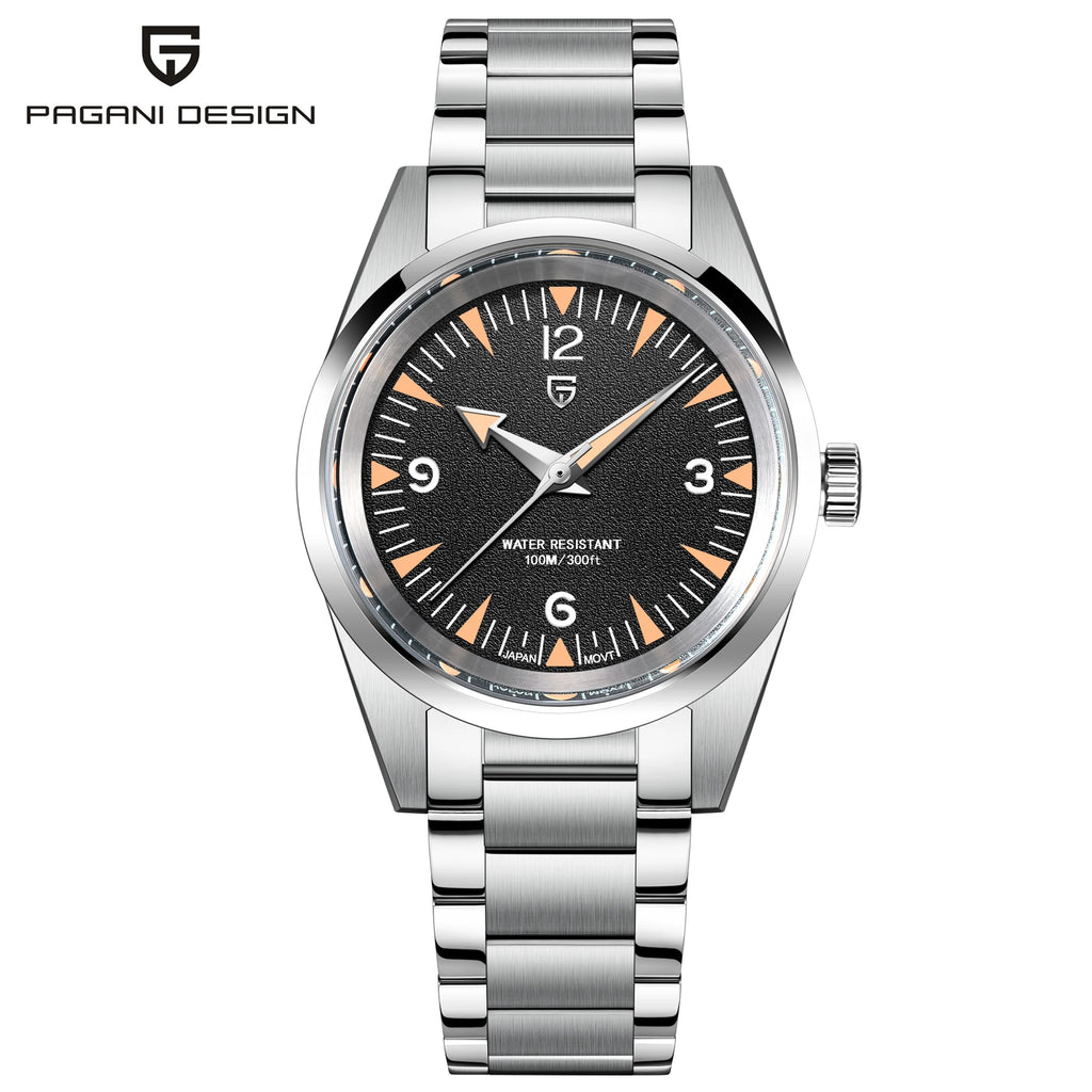 Reloj PAGANI DESIGN PD1793 2025, 38 mm, movimiento de cuarzo VH31, cristal de zafiro, acero inoxidable, resistente al agua 100 m, reloj casual