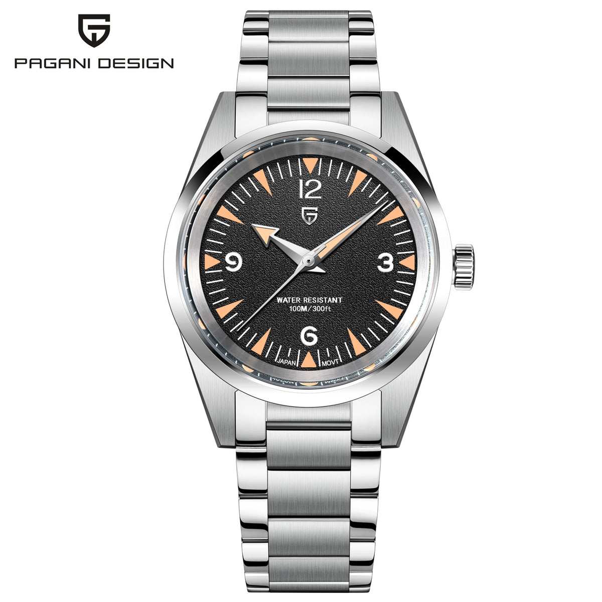 Reloj PAGANI DESIGN PD1793 2025, 38 mm, movimiento de cuarzo VH31, cristal de zafiro, acero inoxidable, resistente al agua 100 m, reloj casual