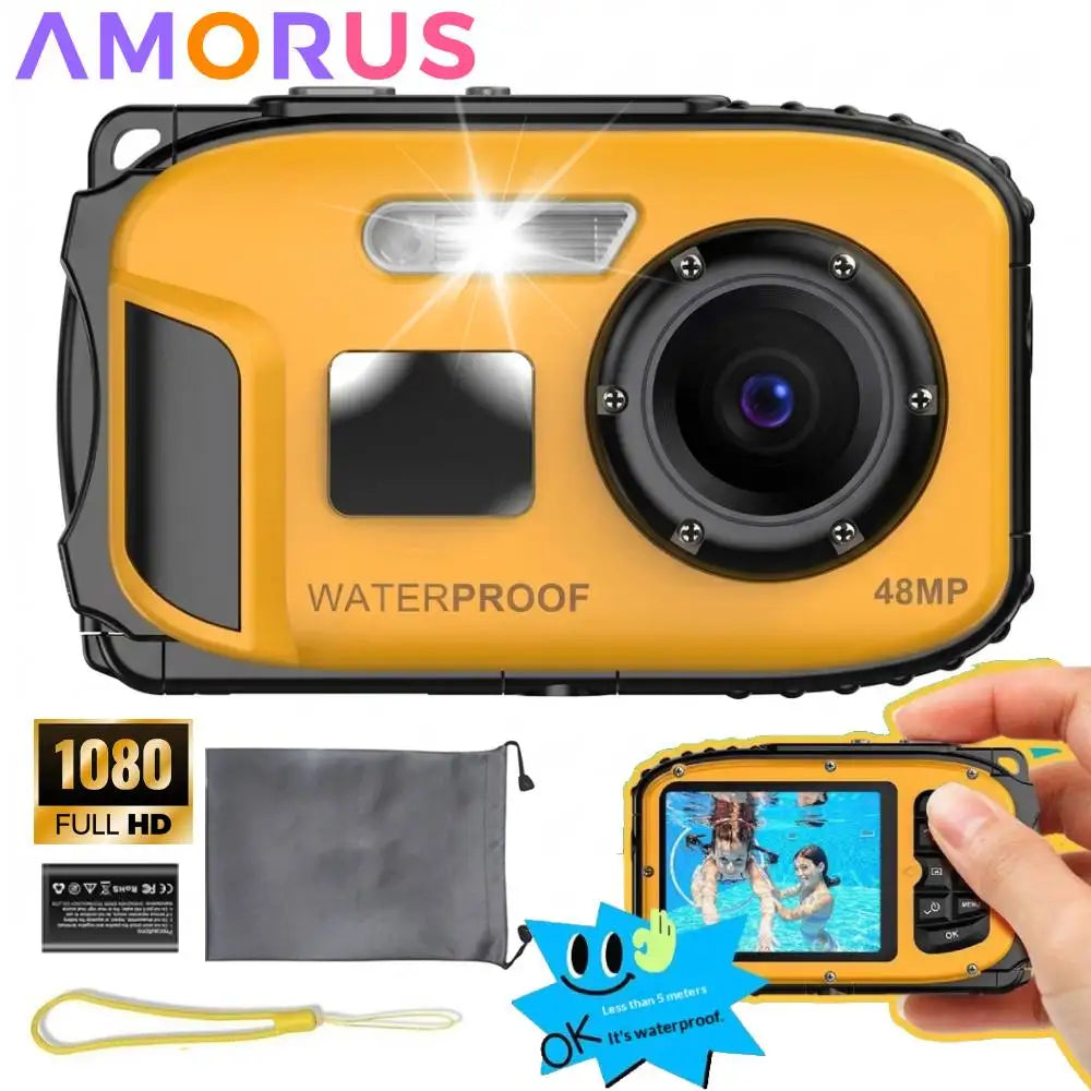 Cámara Subacuática HD 1080P, Cámara Impermeable IP68 para Snorkel, Resistente al Polvo, Flotante, Autoenfoque, Cámara Digital de 48MP, Regalo de Cumpleaños