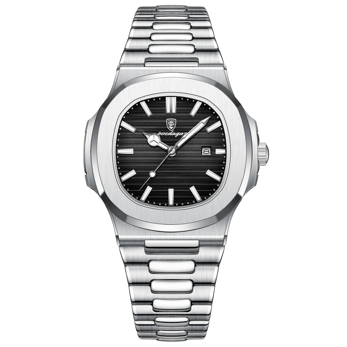 Reloj de pulsera de lujo para hombre POEDAGAR, cuadrado, con fecha, luminoso, resistente al agua, de acero inoxidable, reloj de cuarzo para hombre, estilo deportivo y de negocios