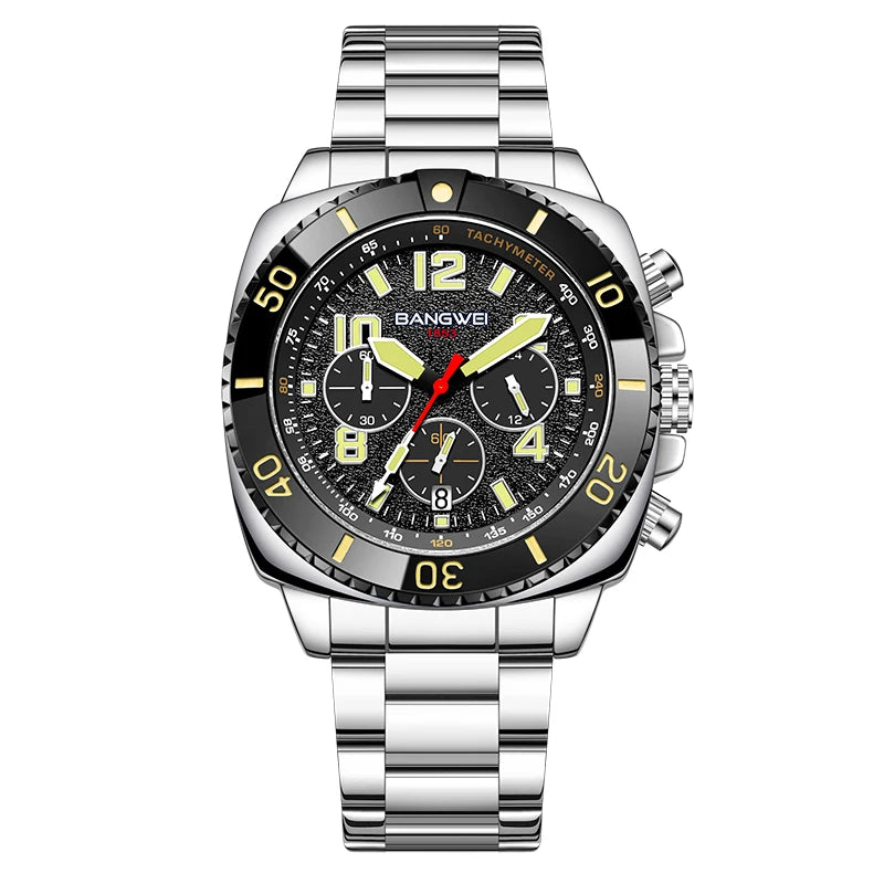 Reloj de cuarzo para hombre LIGE BANGWEI, esfera digital, elegante, de negocios, de lujo, con fecha automática, resistente al agua, luminoso, de acero inoxidable, estilo casual