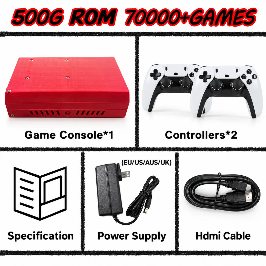 Consola de juegos 500G 4G RX1 con Batocera y Windows 11, más de 70000 juegos, I3-3110M, para Wii, PS2, XBOX, PSP, GameCube, N64, receptor USB