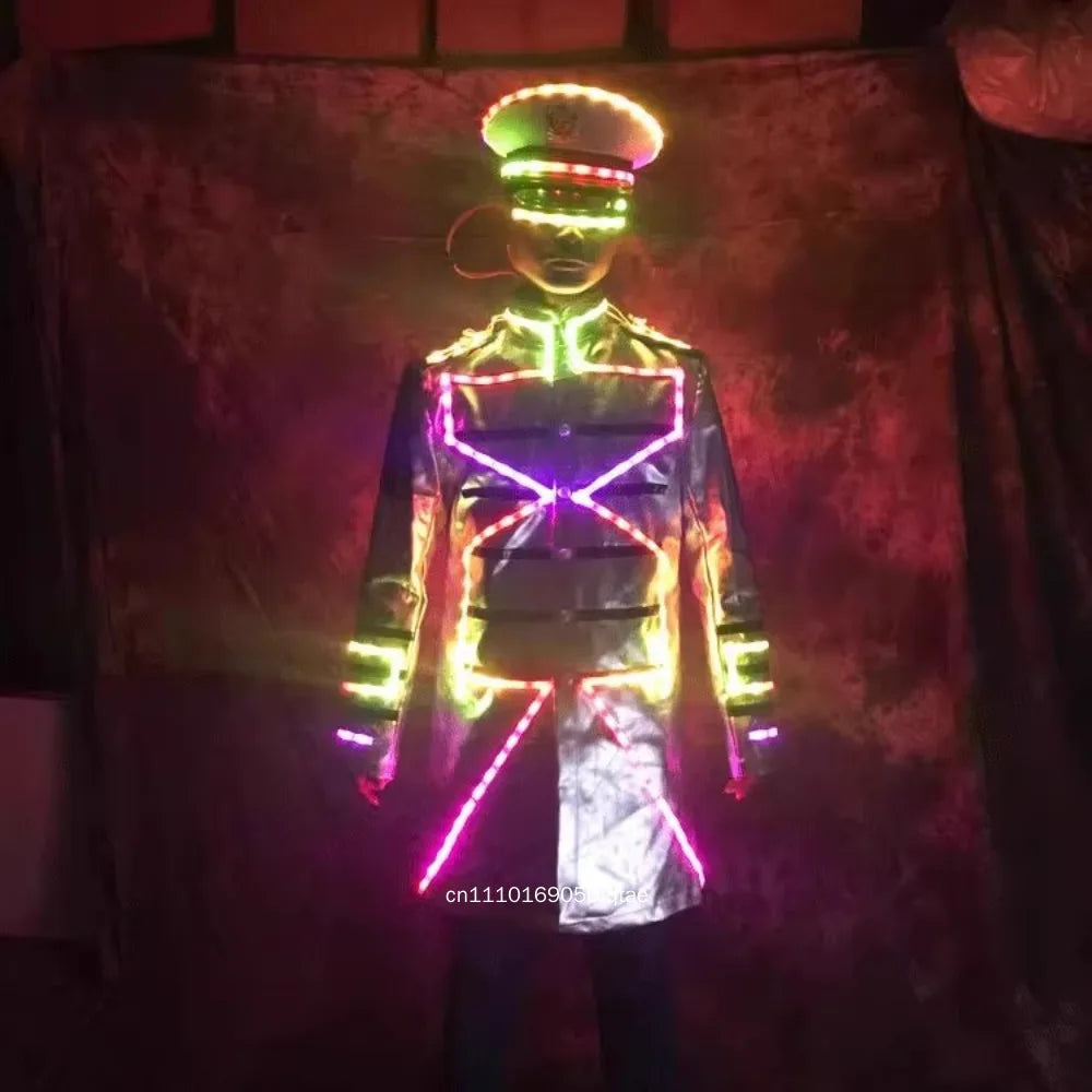 Traje de Actuación para Discoteca KTV con Luces LED de Colores Intermitentes, Disfraz Luminoso con LED Brillantes para Fiesta de Halloween y Espectáculo Escénico