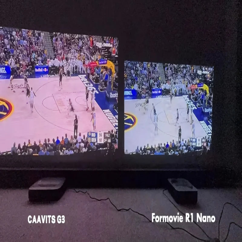 Proyector de Tiro Ultra Corto Caavits G3 con Triple Láser, 1080P FHD, Android TV, Enfoque Automático, Keystone, 3D, HDR10, HDMI Inalámbrico, Cine en Casa