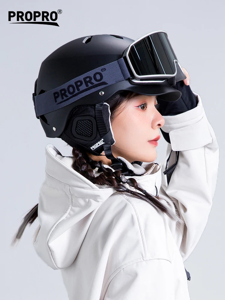 Casco de Esquí Ligero PROPRO con Seguridad Integrada, Casco de Esquí y Snowboard de Invierno Certificado, Casco de Esquí para Motocicleta para Hombre y Mujer