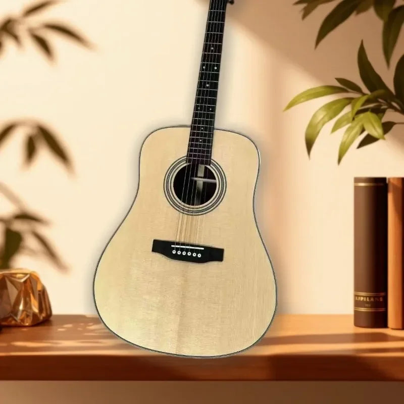 Guitarra acústica de 4 pulgadas, modelo D28, con tapa de abeto macizo y fondo y laterales de palo de rosa, ideal para guitarristas principiantes e intermedios.