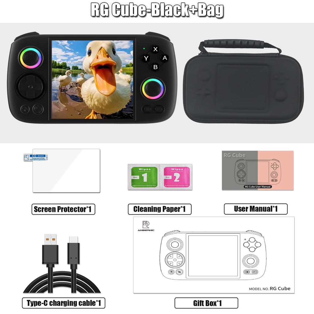 Consola de Juegos Retro Portátil Anbernic RG Cube, 64 bits, Android 13, Unisoc T820, Pantalla IPS de 3.95 Pulgadas, Joystick Hall, Efecto de Iluminación RGB