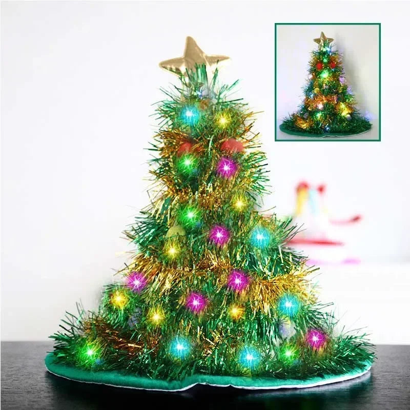 Rojo verde chica mujeres adultas resplandeciente luz LED tutú falda árbol sombrero elfo fiesta disfraz regalo de cumpleaños boda Festival Navidad