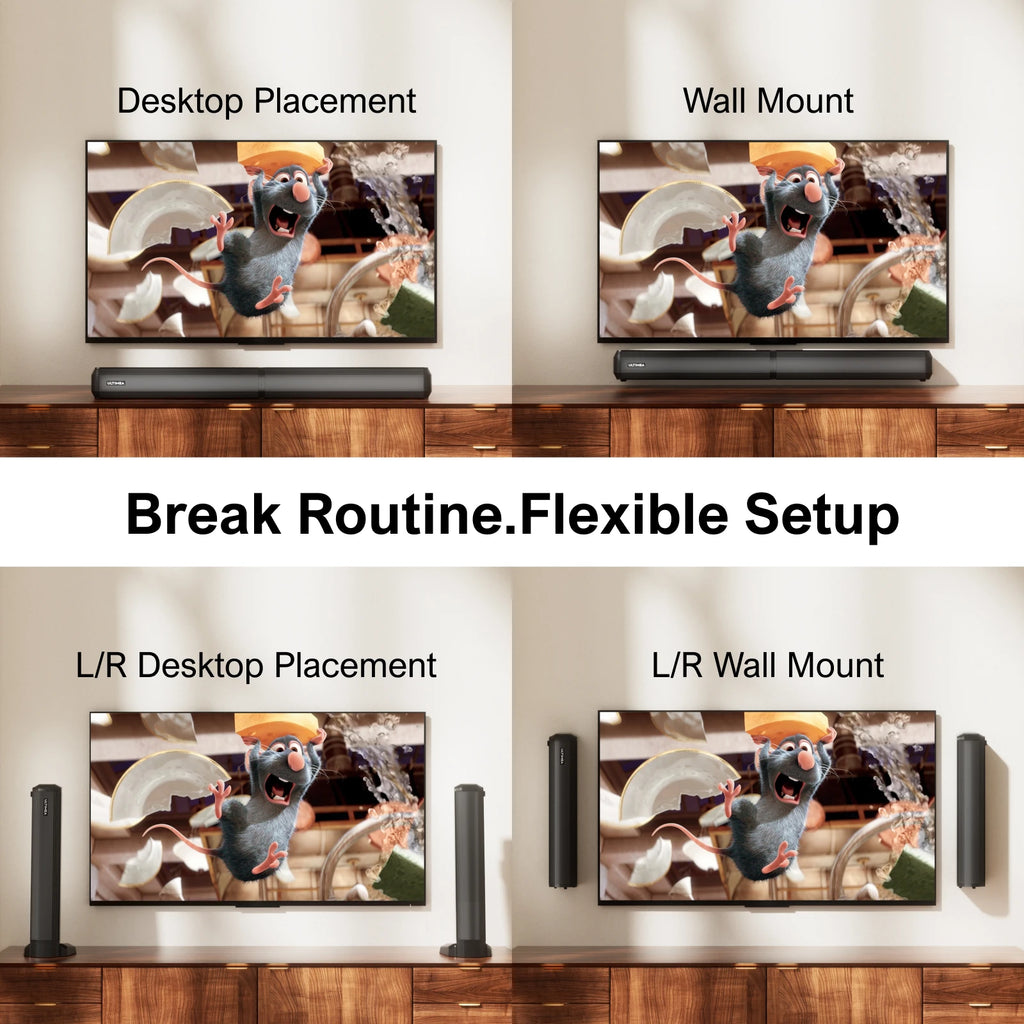 ULTIMEA Apollo S50 Barra de Sonido Desmontable 2 en 1 de 200W y 4.1 Canales con Subwoofer, Sistema de Cine en Casa para Smart TV