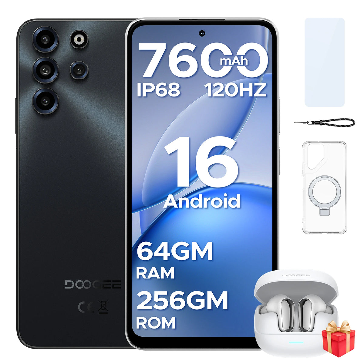 Smartphone DOOGEE B10 Pro 64GB+256GB Pantalla FHD de 6,63” 120Hz IP68 Helio G100 Batería 7600mAh Cámara 64MP Android 16 NFC