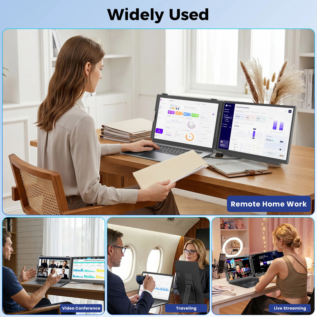 KEFEYA: pantalla adicional para portátiles, monitor portátil de 15,6 pulgadas con resolución FHD 1080P, pantalla doble desmontable para portátiles de 13 a 17 pulgadas, fácil de instalar y usar, compatible con Windows/Mac