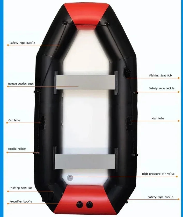 Bote de Pesca Inflable de PVC Multitamaño con Motor, para una Persona, 0.7mm de Grosor, Resistente al Desgaste, Kayak, Canoa