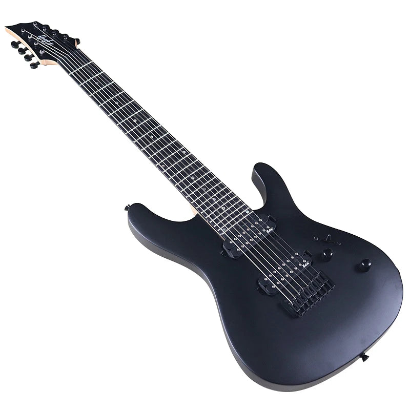 Guitarra eléctrica de 8 cuerdas, 39 pulgadas, cuerpo de madera maciza de okoume, mástil de arce canadiense, acabado mate, alta calidad, color negro.