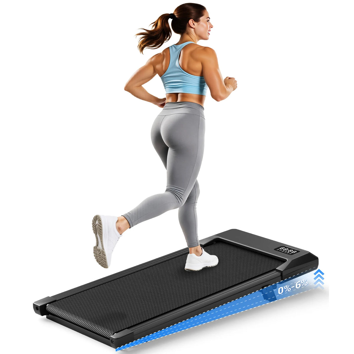 Superun, cinta de caminar con inclinación del 6 %, ideal para usar debajo del escritorio en el hogar o la oficina, cinta de caminar portátil 3 en 1 con control remoto y pantalla LED, mini cinta de caminar silenciosa de 2,5