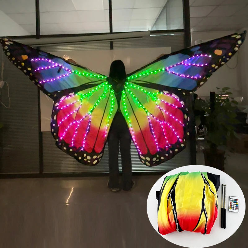 Alas Led a todo color para trajes de danza del vientre, alas de mariposa, capa de baile, accesorios para escenario, fiesta, juego de rol, accesorios brillantes 2026