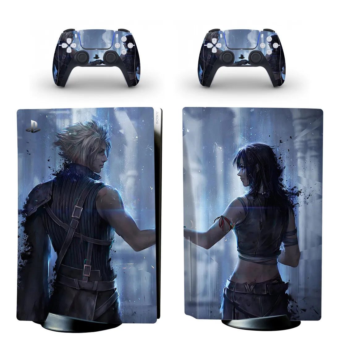 Adhesivo protector de vinilo para consola PS5 y 2 mandos, diseño de Final Fantasy (versión disco)