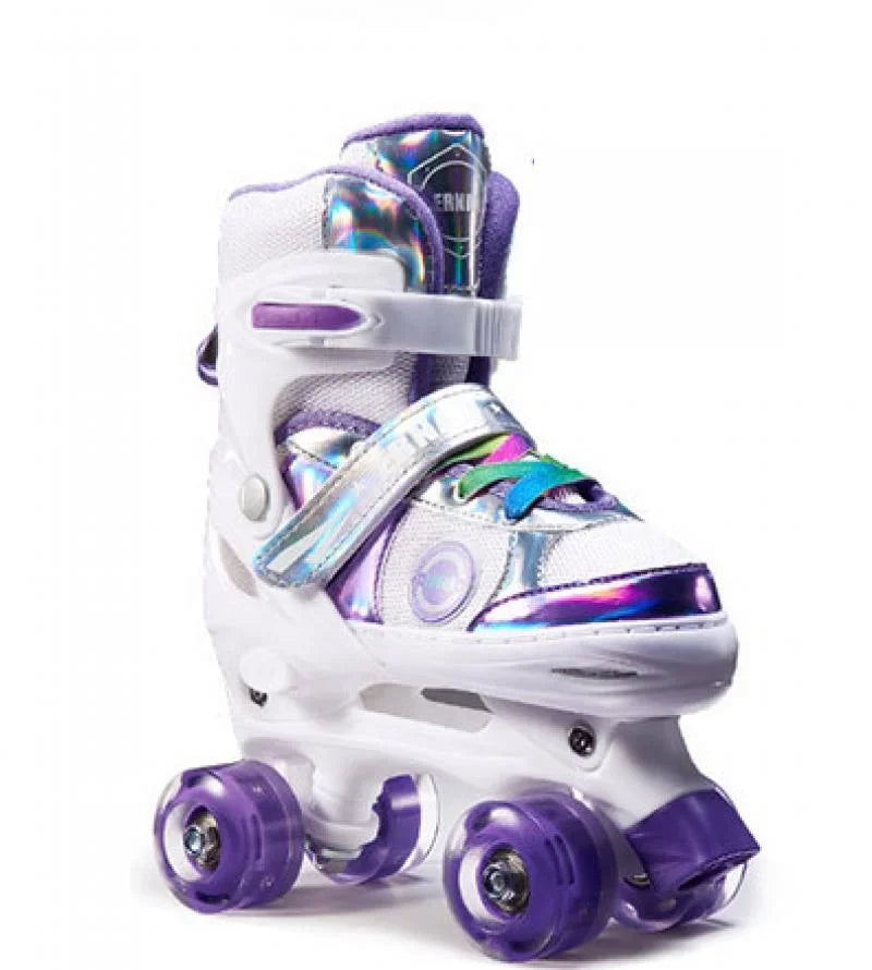 Patines de 4 Ruedas, Patines en Línea de Doble Fila, Zapatos de Patinaje Ajustables para Principiantes, Niños, Patinaje al Aire Libre, Entrenamiento en Pista de Hielo