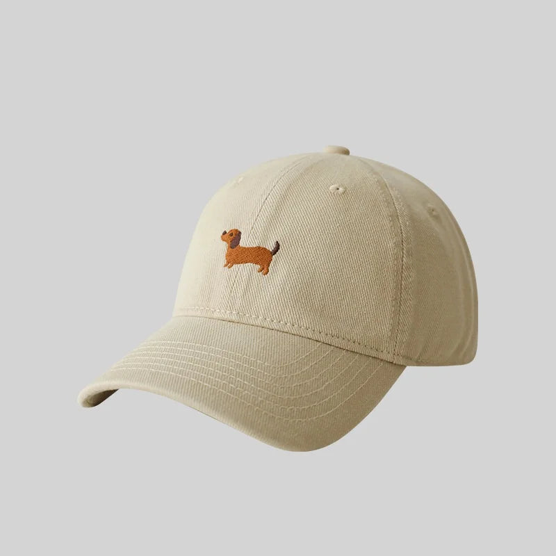 Gorra de béisbol con bordado de perro salchicha, protector solar, de moda, para exteriores, adecuada para hombres y mujeres, para uso diario informal.