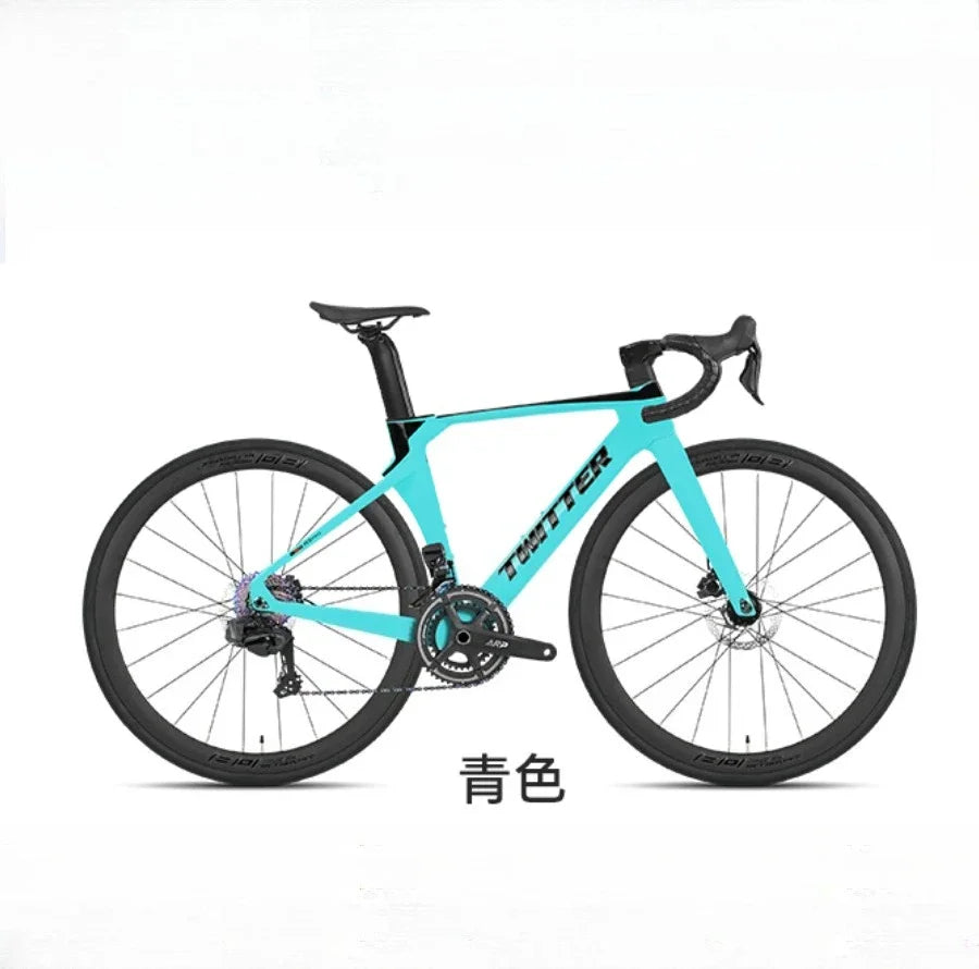 TWITTER R5pro 43.5-56cm Bicicleta de carretera de fibra de carbono T800 con transmisión electrónica EDS-TX7100 de 24 velocidades, bicicleta de carretera aerodinámica