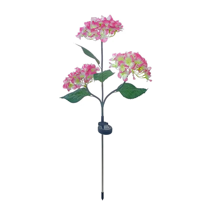 Luz LED de hortensia con energía solar, lámpara de jardín artificial realista, lámpara de césped semi-empotrada para patio exterior y caminos