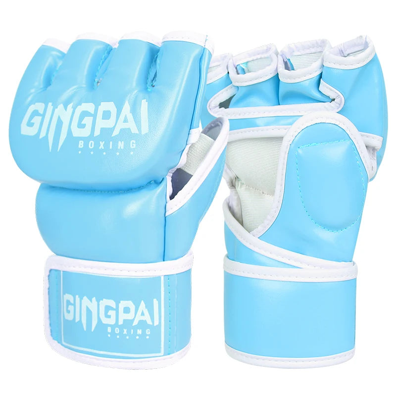 Nuevos guantes MMA de lucha de medio dedo, saco de boxeo de PU, guantes de boxeo de cuero PU de alta calidad, guantes de competición de media lucha MMA